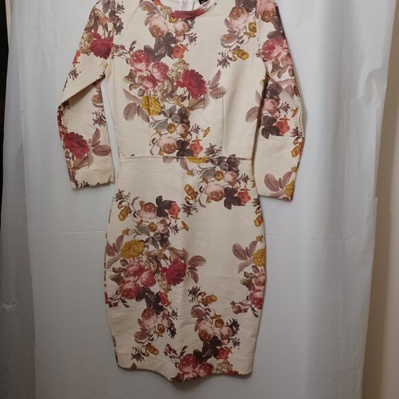 ZARA LONG SLEEVE COTTON BLEND FLORAL DRESS - Picture 15 of 15